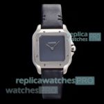 Swiss Replica Cartier Santos Ladies Grey Dial Watch with Leather Strap 